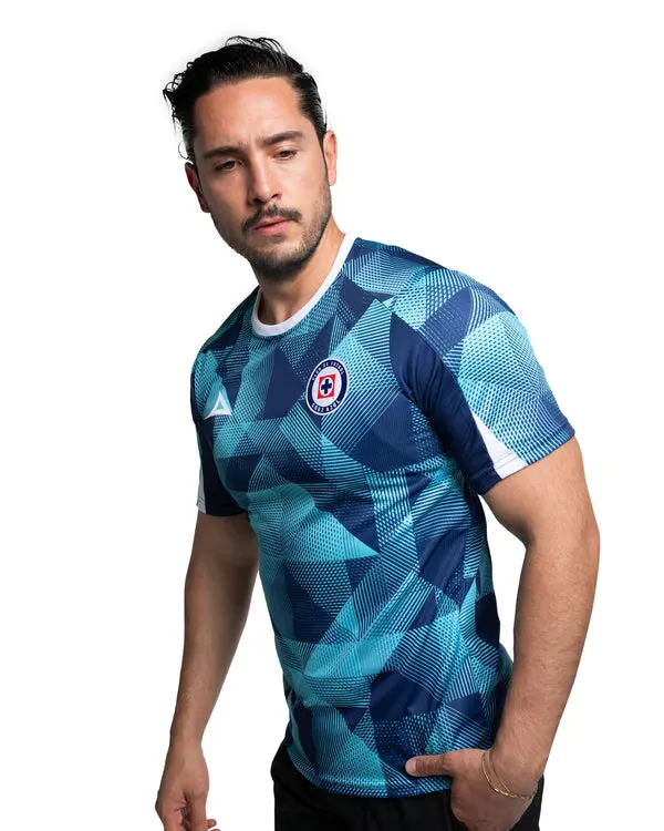 Maglia Uomo Cruz Azul Terza Riscaldamento 2025/26 – Turchese/Blu Navy