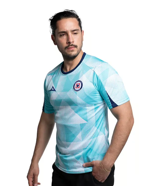 Maglia Uomo Cruz Azul Terza Riscaldamento 2025/26 – Turchese/Bianco
