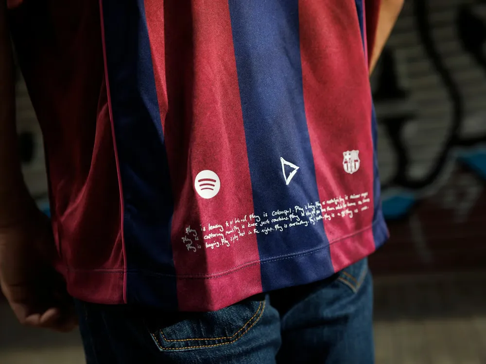Maglia retro Ed Sheeran x Spotify x FC Barcelona 2004/05 per bambini - immagine 2
